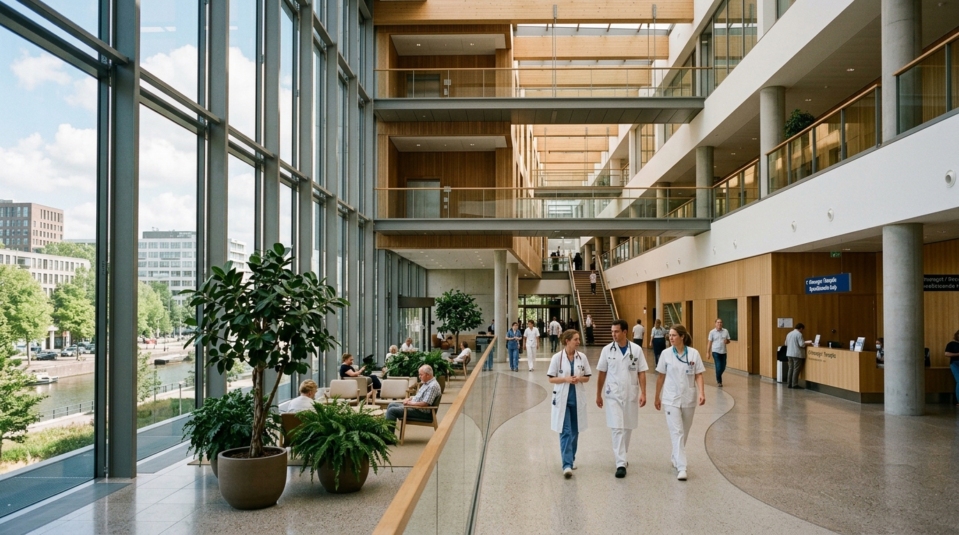 Luminous modern architecture and natural daylight in a Dutch medical center